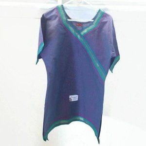 Gangotri Indian Short sleeves Women's Shirt Purple V-Neck 2XL Ethnic Wear